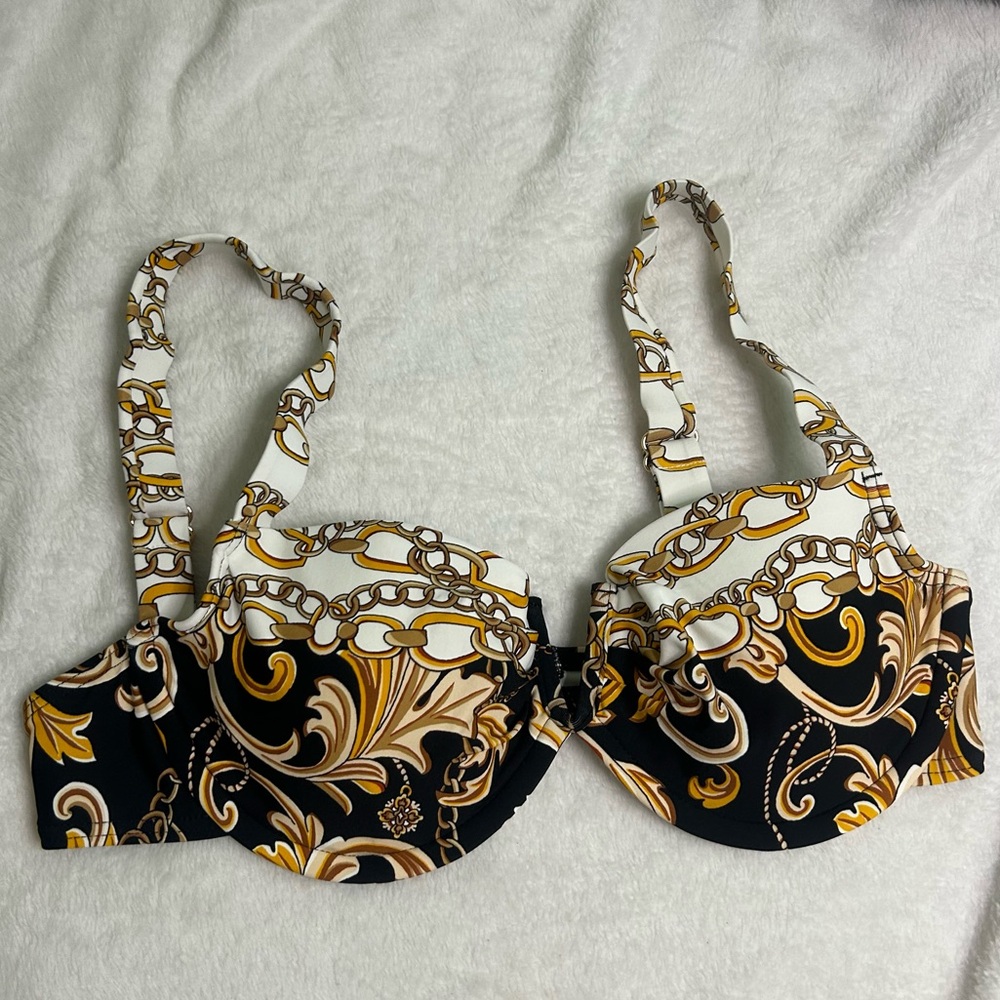 Carmen Marc Valvo padded chain print bikini top